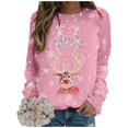 thumbnail image 3 of Chandail Sans Capuche Décontracté à Manches Longues et Col Rond pour Femmes, Imprimé de Noël Automne Hiver, 3 of 5