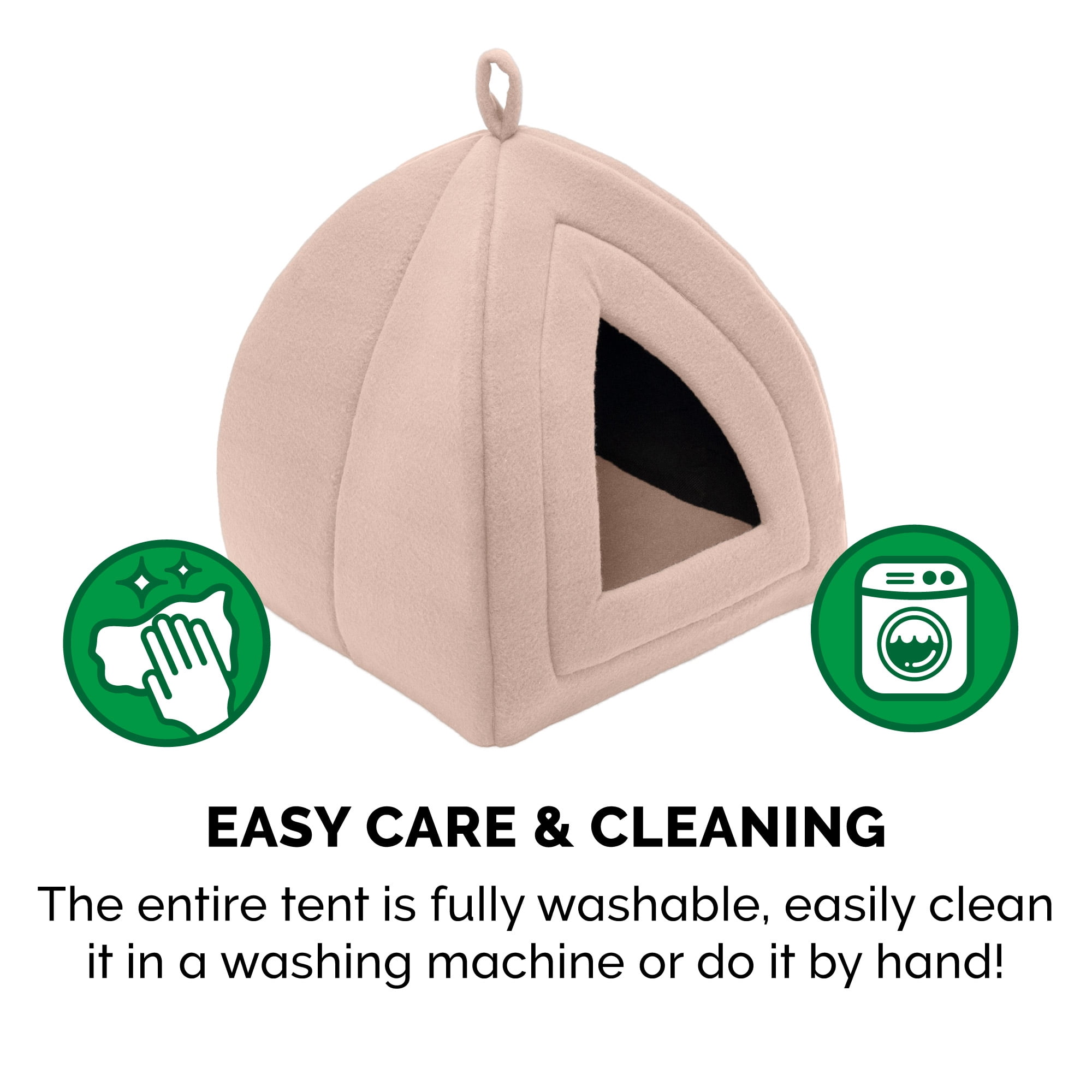 FurHaven Pet Products Fleece Tent Hooded Pet Bed for Cats & Small Dogs - Beige Buff