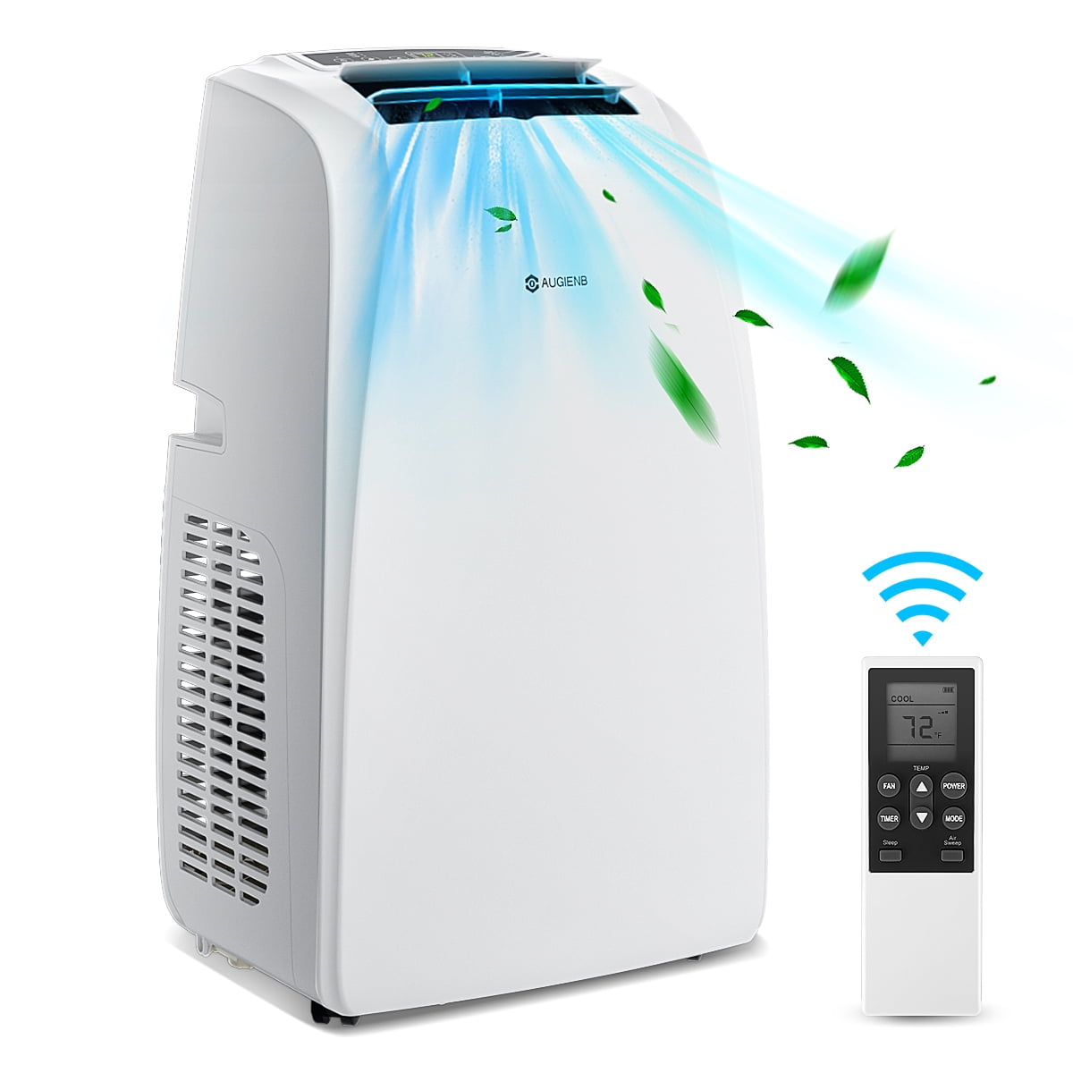 White 9,000 BTU Portable Air Conditioner Remote Dehumidifier & Fan Window Kit 