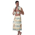thumbnail image 2 of Colevkie Men's Wearable Bath Skirt & Towel 2 Pieces Bath Wrap Set Soft Absorbent Beach Towel Bath Towel Polyester with Pocket Portable Home Sauna Hotel Printed Beach Pattern, 2 of 7