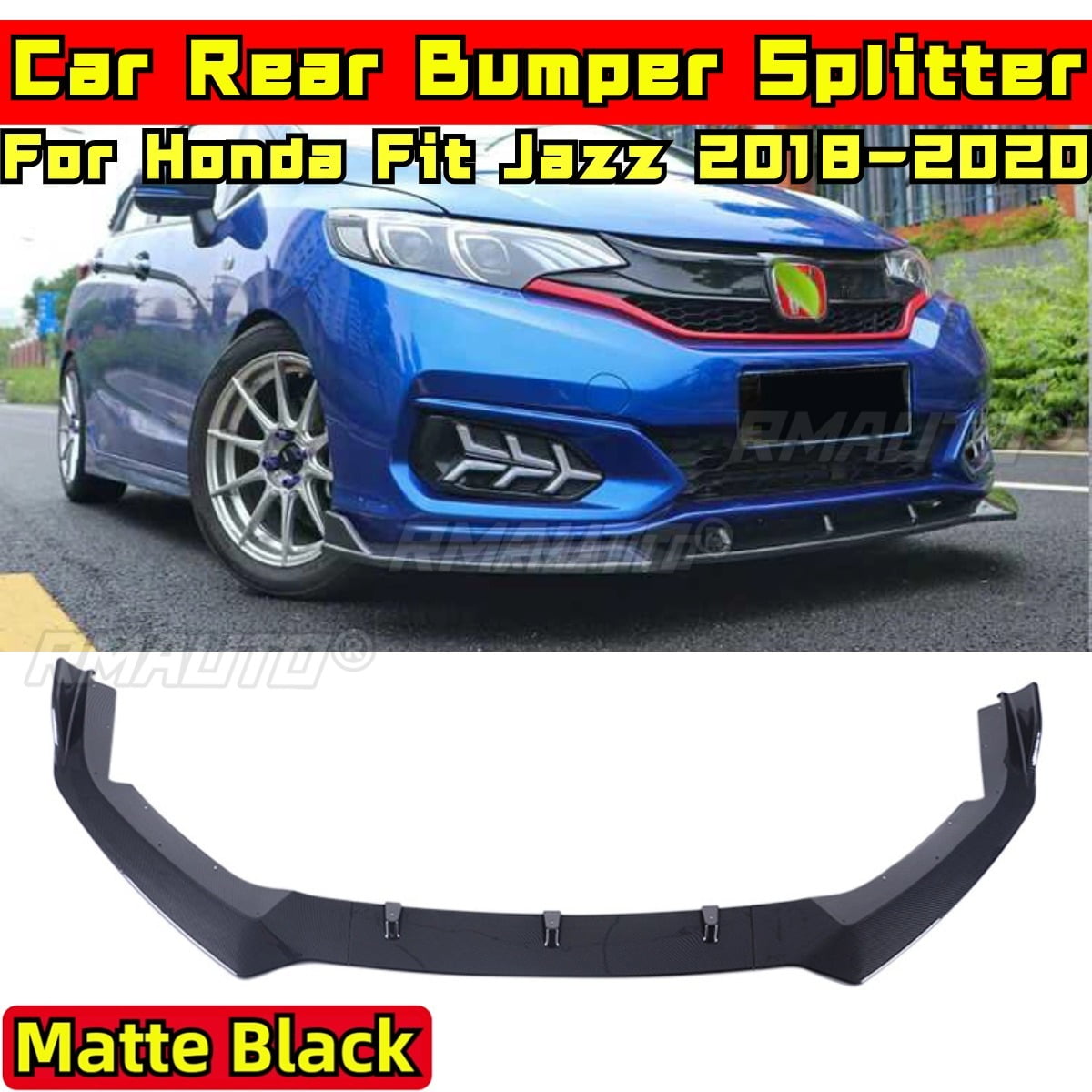 Fit Jazz Front Bumper Spoiler Glossy Black Sport Style Front Bumper Guard For Honda Fit Jazz 2018 2020 Car Accessories Walmart