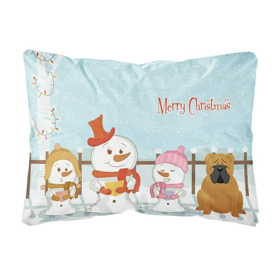 Carolines Treasures BB2453PW1216 Merry Christmas Carolers English Bulldog Red Canvas Fabric Decorative Pillow, 12H x16W,