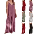 thumbnail image 1 of Sentmoon Travel Jumpsuits for Women Vacation Outfits for Women 2026 Solid Color Loose Fit Plus Size Travel Outfits for Women Summer for Going out and Concert, 1 of 7
