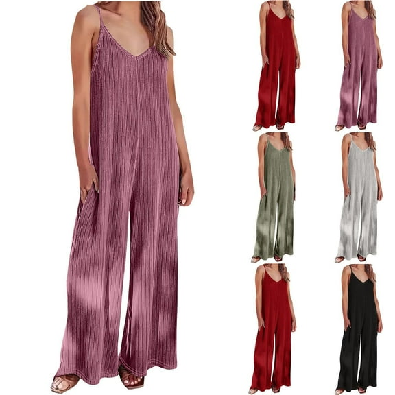 pstuiky Jumpsuits for Women Dressy, Solid Color Loose Long Plus Size Pants Outfits for Vacation Modern Fit Rompers for Women Army Green XXL