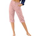 thumbnail image 1 of Innerwin Women's High Waist Beach Button Lounge Capri Pants, Pink, Size L, 1 of 2