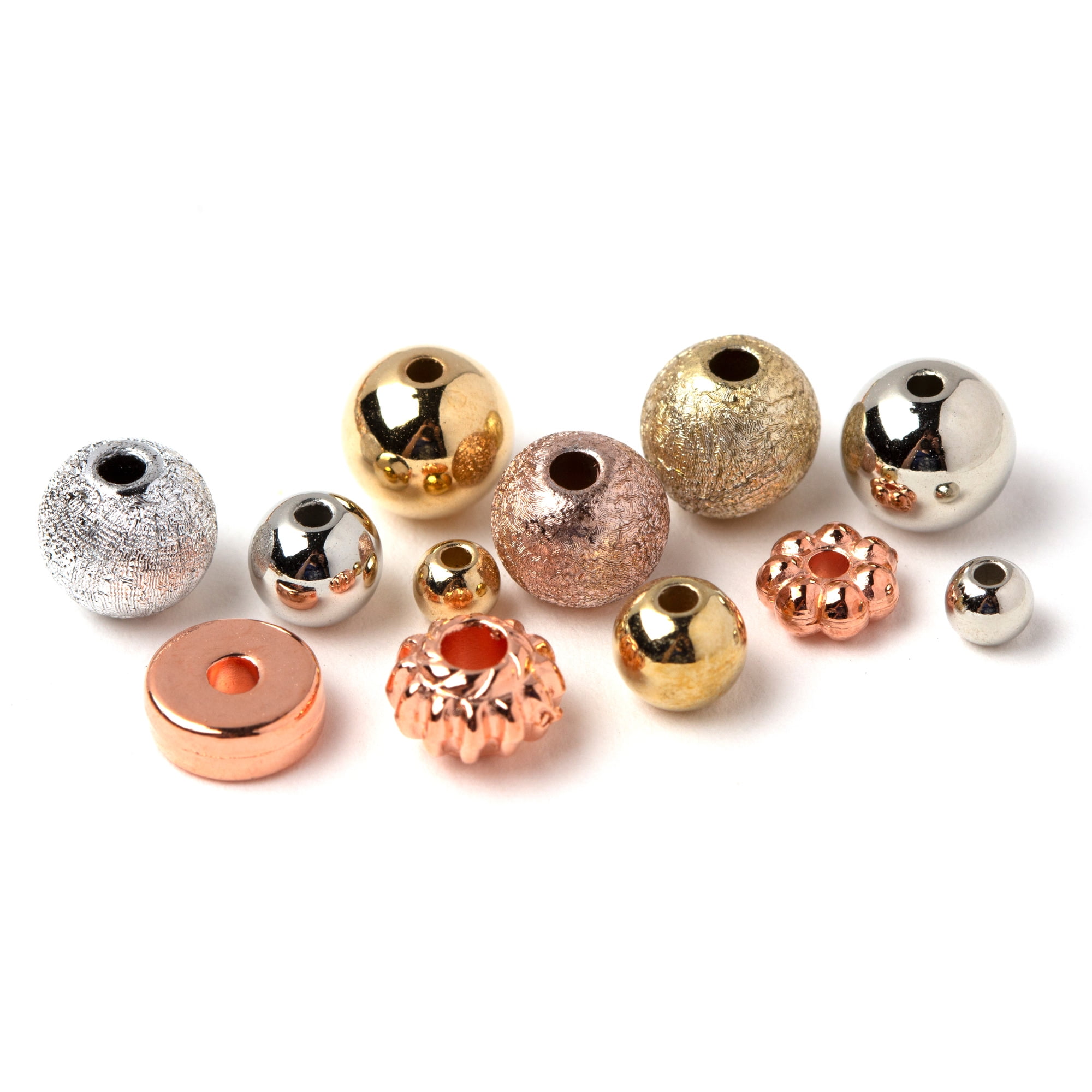 Cousin DIY Acrylic Spacer Bead Mix, Metallic, Silver, Gold, and Rose Gold, Unisex for Adults, 157g