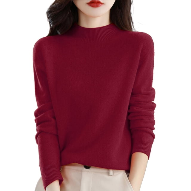 Chandail pour Femmes, Chandail Semi-Col Roulé à Manches Longues, Couleur Unie, avec Base, Automne et Hiver, Chandail Ample et Chaud, Chandail pour Femmes