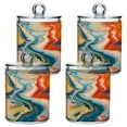 thumbnail image 2 of 2 Pack Red Blue Orange Marble Qtip Holder Dispenser Clear Plastic Storage Apothecary Jars for Cotton Swabs Balls Pads Floss, 2 of 7