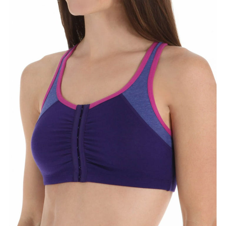 Fruit of the Loom Women's Cotton Front Close Racerback Sports Bra 2 Pack