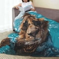 thumbnail image 6 of Honeii Hawaiian Swimming Lion Print Fleece Blanket - Throw Blanket for Bed, Sofa, Couch, Camping, and Travel , Microplush Ultra Soft Warm Blanket-80"x60", 6 of 7