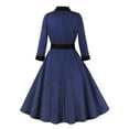 thumbnail image 4 of DeHolifer Women Dresses 1950s Vintage Audrey Hepburn Style Cocktail Party Swing Long Sleeve Dresses Retro Rockabilly Prom Dresses Blue S, 4 of 7