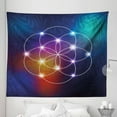 thumbnail image 1 of Digital Tapestry, Digital Overlapping Circles Grid Geometric Centered on Triangles Esoteric Energy Motif, Fabric Wall Hanging Decor for Bedroom Living Room Dorm, 5 Sizes, Indigo, by Ambesonne, 1 of 1