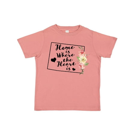 

Inktastic Wyoming Home is Where The Heart is with Watercolor Floral Gift Toddler Toddler Girl T-Shirt