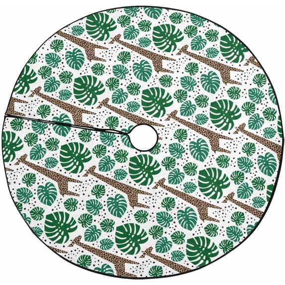 FMSHPON Giraffes Palm LeavesDots Xmas Christmas Tree Skirt Stand Mat for Holiday Party Decoration Indoor Outdoor 48 inches