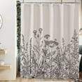 thumbnail image 3 of Extra Long Black White Vintage Floral Shower Curtain 72 x 84 Inch, Botanical Flower Shower Curtain for Bathroom Decor, Wildflower Herb Shower Curtain with 12 Hooks, 3 of 4