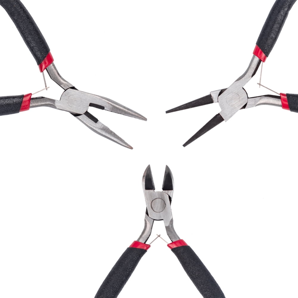 DIY Jewelry Tool Sets with Wire-Cutter Plier Round Nose Plier Side Cutting Plier Brass Rings Crochet Hook Needles Scissor Bead Awls
