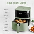 thumbnail image 2 of GreenLife Electric Air Fryer Oven, 5.3 QT, Ceramic Nonstick Drawer, 8 One Touch Digital Display, Sage Green, 2 of 7