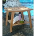 thumbnail image 2 of WholesaleTeak Outdoor Patio Grade-A All Teak Wood Shower / Bath Room / Pool Bench Stool with Shelf (20"x16") #WMAXSBAT, 2 of 3