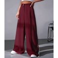 thumbnail image 4 of Women'S Dressy Trousers Solid Color Straight Leg Suit Pants Wine Red L, 4 of 9