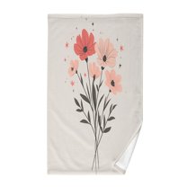Yayeee 2 Pack Hand Towels for Bathroom 100% Cotton 16" x 28" Kitchen Towel, Pink Flower