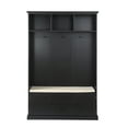 thumbnail image 4 of Stylish Hall Tree, 47.2" Coat Hanger, 3-in-1 Multiple Functions Entryway Bench with 3 Open Storage Shelves, 3 Metal Double Hooks and Shoes Storage Space, for Livingroom Hallway, Black, 4 of 7