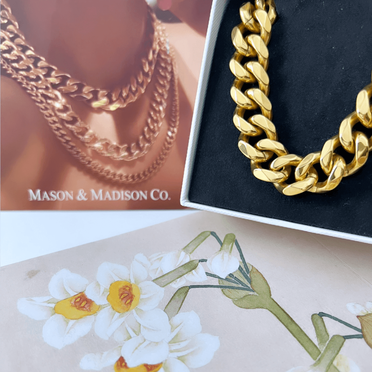 18K Gold Chunky Chain Necklace Women's, Best Trending Trendy Gold Chunky Chain Necklace Gift for Women, Lady, Mother, Wife, Mason & Madison Co.
