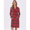 thumbnail image 4 of DARING DIVA Women's Vintage Plaid Long Sleeve Casual Knee Length Dress M Red, 4 of 7