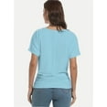 thumbnail image 3 of Women's Short Sleeve Boat Neck Dolman Top with Side Shirring, 3 of 6