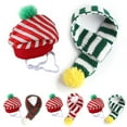 thumbnail image 6 of Cheers.US Cat Christmas Hat Puppy Dog Santa Hat Head Friendly Pet Dogs Cats Knitted Beanie Neckerchief Kit for Christmas Wear Accessories Christmas Costume Outfits for Pet Dog Cat Rabbit, 6 of 7