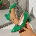 thumbnail image 4 of Miluxas Women’s Block Heel Pumps Mid Chunky Heels Close Round Toe Slip-On Comfortable Casual Dress Shoes for office Green 9(42), 4 of 9