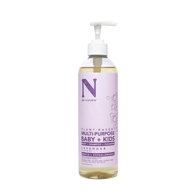 Dr. Natural Shampoo y Jabón Multiusos 473ml. Lavanda. 100% Natural. Bebé y Niño. 100% Hecho de Plantas y Aceites Naturales. Orgánico e Hipoalergénico.