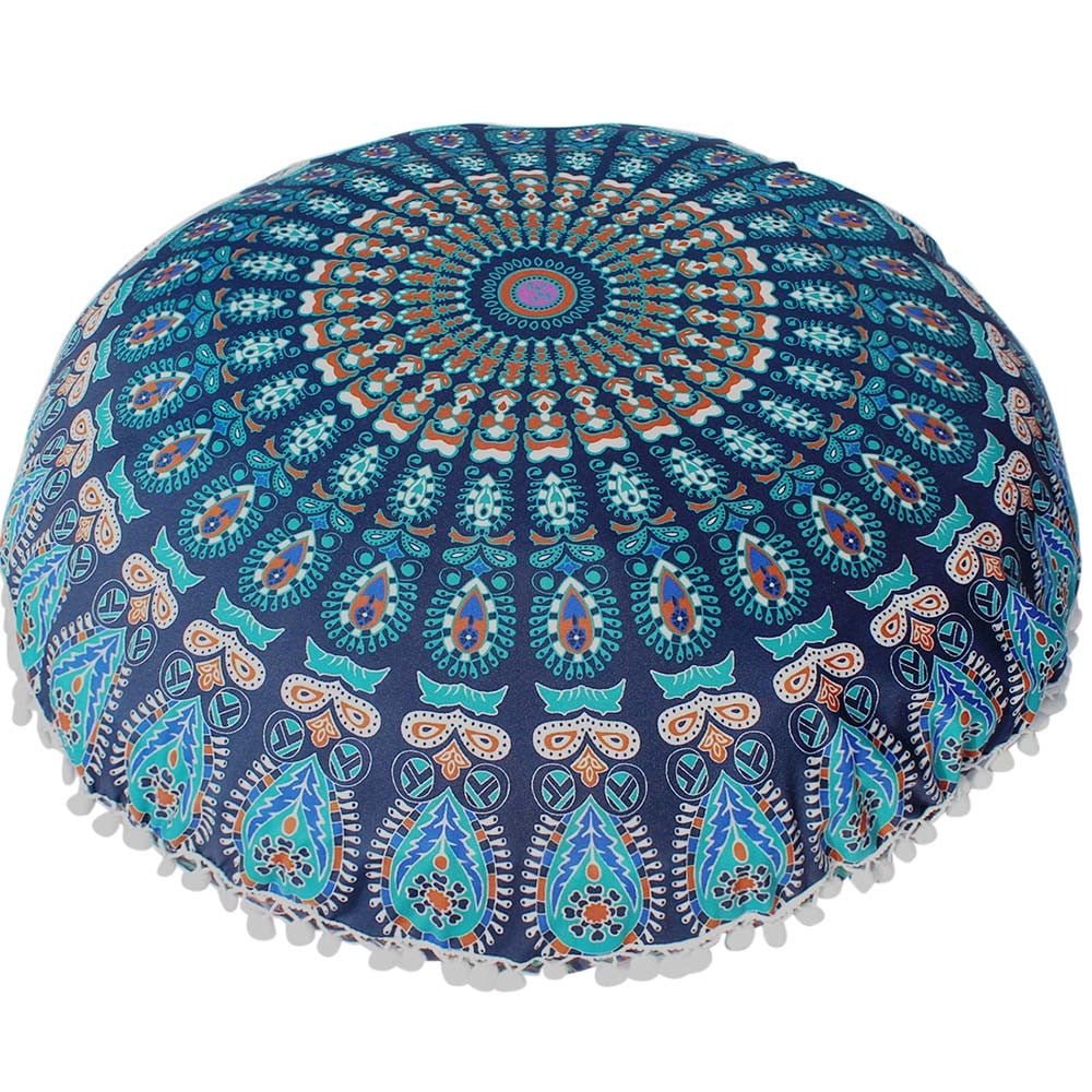 Large Mandala Floor Pillows Case Round Bohemian Cushion Cover Ottoman Pouf Throw 
