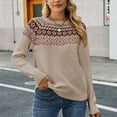 thumbnail image 1 of EGNMCR Chandails pour Femmes Mode Décontractée Rétro Impression Contrastée Tricot Manches Longues Col Rond Chandail, Cadeaux pour Femmes, 1 of 5