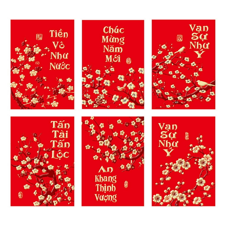 IOAOAI Vietnamese Red Envelope 30Pcs/Set Lucky Money Giving Stamped  Exquisite Vietnamese New Year Red Envelope 