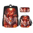 thumbnail image 1 of Easygdp Red Leaf Flame Fox Mochila para Niños y Niñas con Set de Caja de Almuerzo y Estuche para Lápices 3 en 1, Mochila Escolar Estampada para Adolescentes, 1 of 7