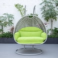 thumbnail image 3 of LeisureMod Mendoza Light Gray Wicker Patio Double Swing Chair in Light Green, 3 of 11
