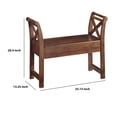thumbnail image 5 of Benjara Hinged Seat Storage Wooden Accent Bench with X Braces, Brown, 5 of 5