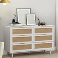 thumbnail image 6 of Dtwnek 6 Drawers Dresser Rattan Storage Cabinet for Bedroom,Living Room, White, 6 of 9