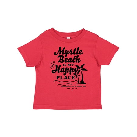 

Inktastic Myrtle Beach is My Happy Place with Palm Trees Gift Toddler Boy or Toddler Girl T-Shirt