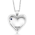 thumbnail image 2 of Gem Stone King Keren Hanan 0.13 Ct Round Blue Sapphire 18K Yellow Gold Plated Silver 2 Heart Love Treasure Pendant Necklace for Women With Chain, 2 of 5