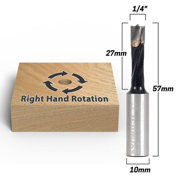 1/4" Right Hand Brad Point Boring Bit - 10mm Shank - Yonico 43114R