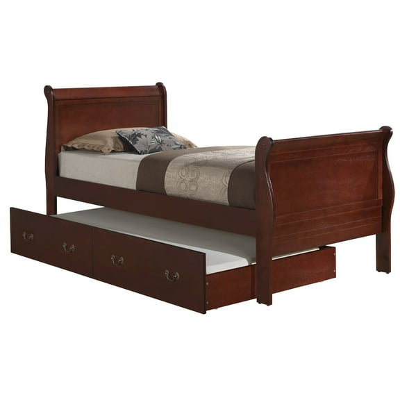 Glory Furniture Louis Phillipe Twin Trundle Bed in Cherry Color