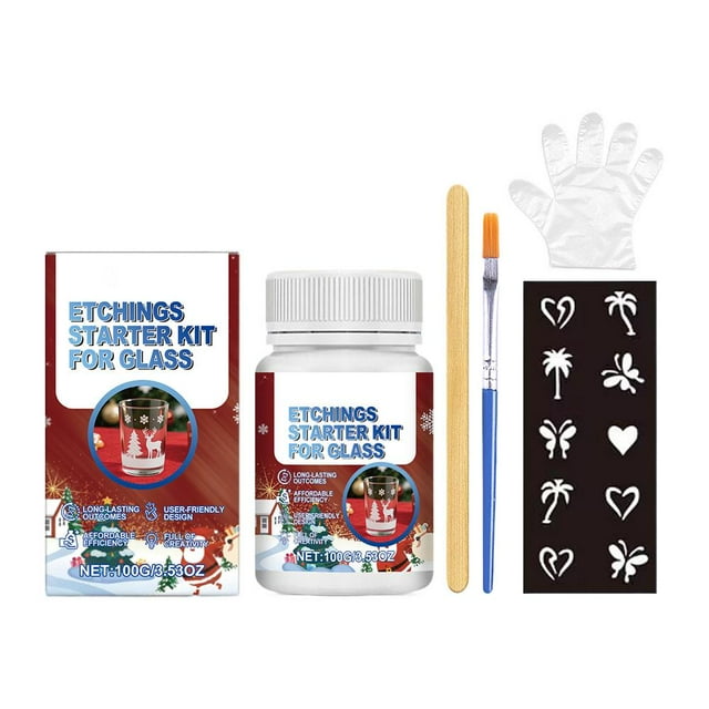 Frosted Glass Etching Kit, 100g Cream Paste, DIY Glass Craft for Windows & Mirrors, Create Custom Designs