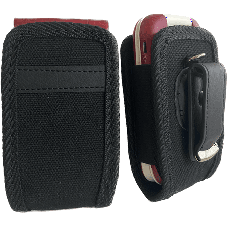Open top soft case with flat clip that rotates fits Consumer Cellular Link 2, Link II Flip Phone