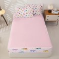 thumbnail image 4 of Homewish Kids Princess Ribbon Zipper Twin Comforter Sets with Fitted Sheet and 2 Pillowcases, Pink Cartoon Cake Zipper Bedding Set, Pink Reversible, 4 Pieces, 4 of 6