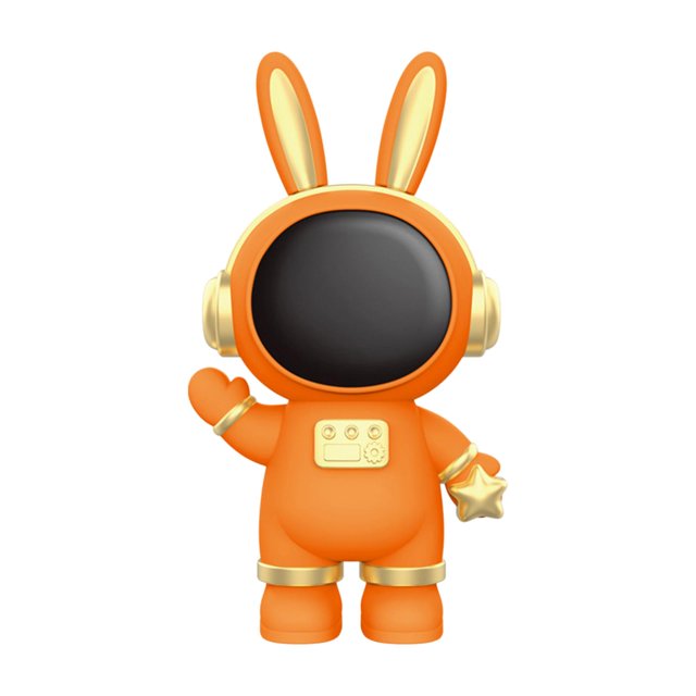 Abbracc Rabbit Astronaut Shape Money Saving Box for Girls Children's Room Decoration Orange