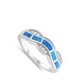 thumbnail image 4 of CHOOSE YOUR COLOR White CZ Blue Simulated Opal Water Wave Ring .925 Sterling Silver Band Female Size 8, 4 of 4