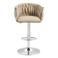 thumbnail image 6 of Set of 2 360° Swivel Bar Stools, Yellow - Adjustable Counter Height with Woven Back & Footrest, Silver Chrome for Kitchen Island, Cafe​, 6 of 9