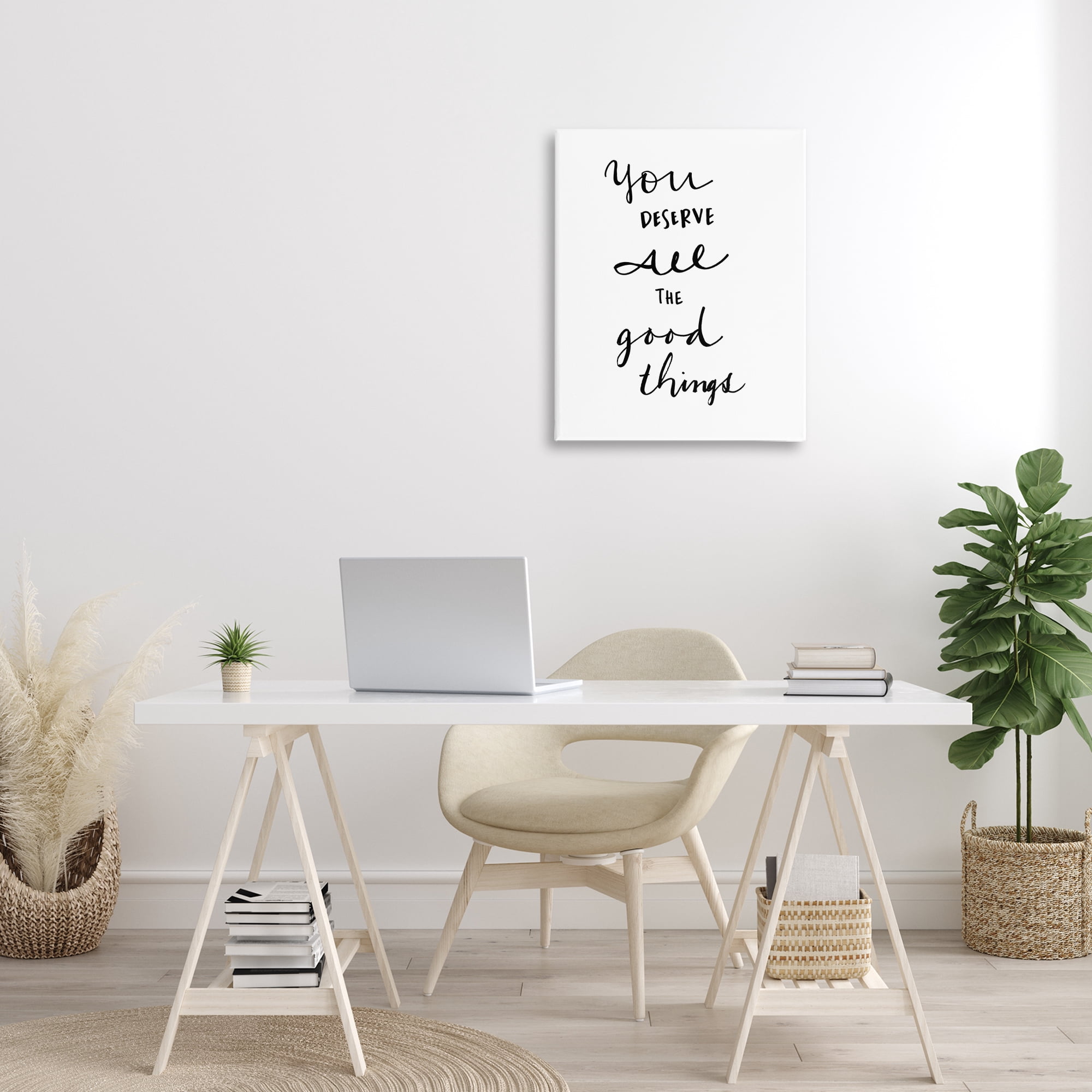 Stupell Industries Deserve Good Things Typography Painting Gallery Wrapped Canvas Art Print Wall Art, 24 x 30