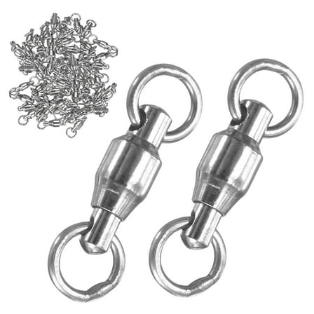 Uxcell 50-Pack Ball Bearing Fishing Swivels, 1# 0.67In (17mm) Stainless Steel Lure Leader Line Connector for Fishing [Silver]